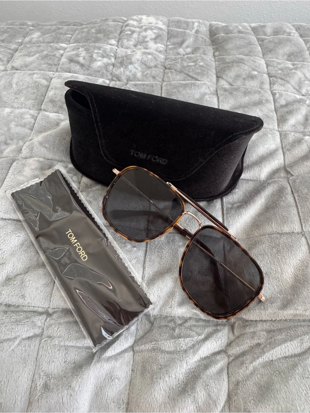 🚫Never Used🚫Tom Ford Unisex Tortoiseshell Aviator Sunglasses - Brown/Black